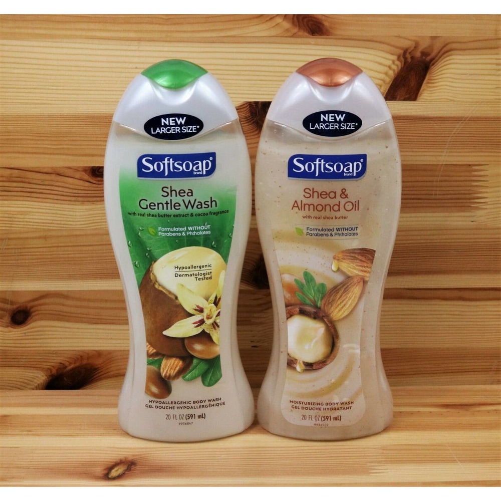2 Soft Soap Moisturizing Body Wash Shea Butter and Almond Oil BIGGER SIZE 20 OZ